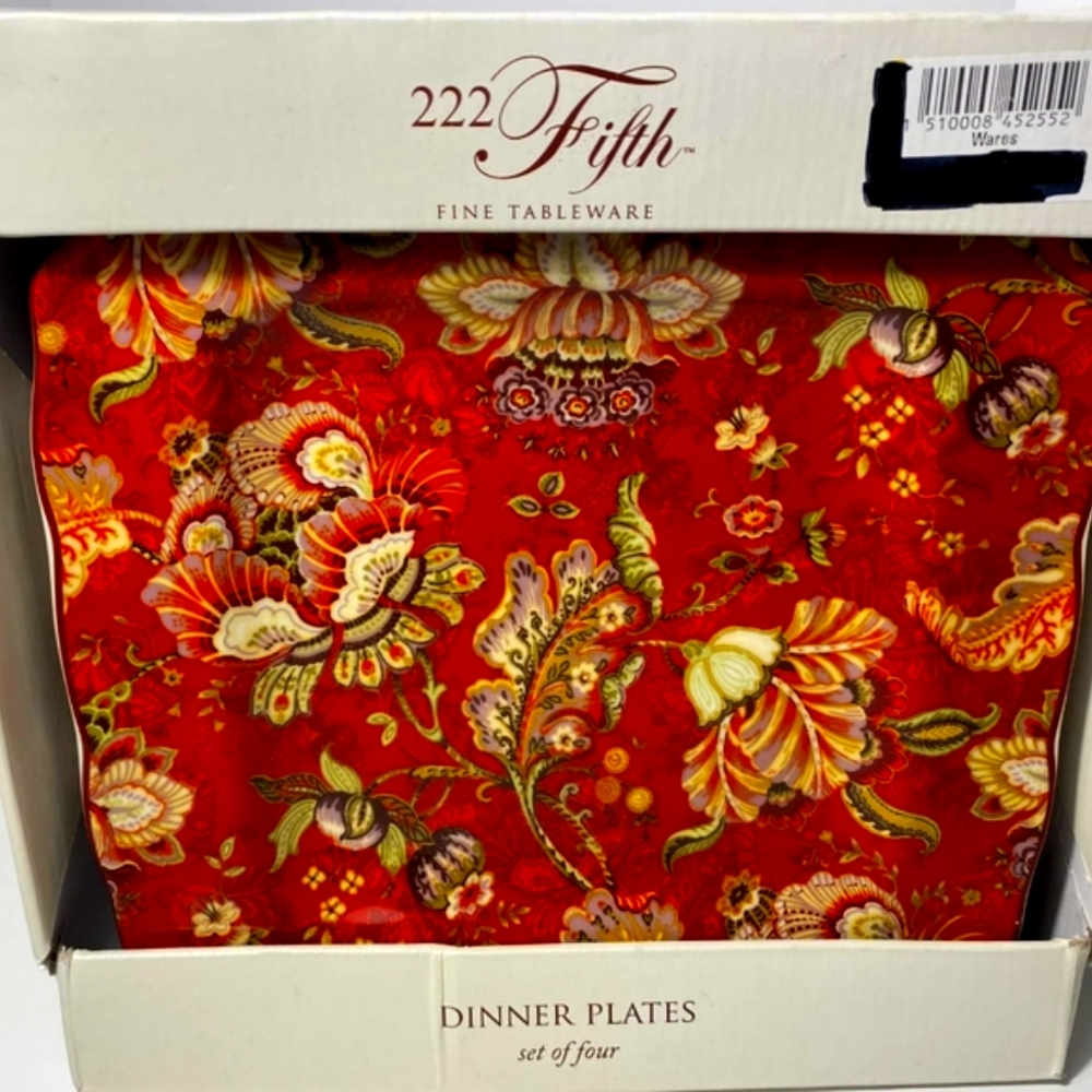 New 222 Fith Fine Tableware ×4 Dinner Plates